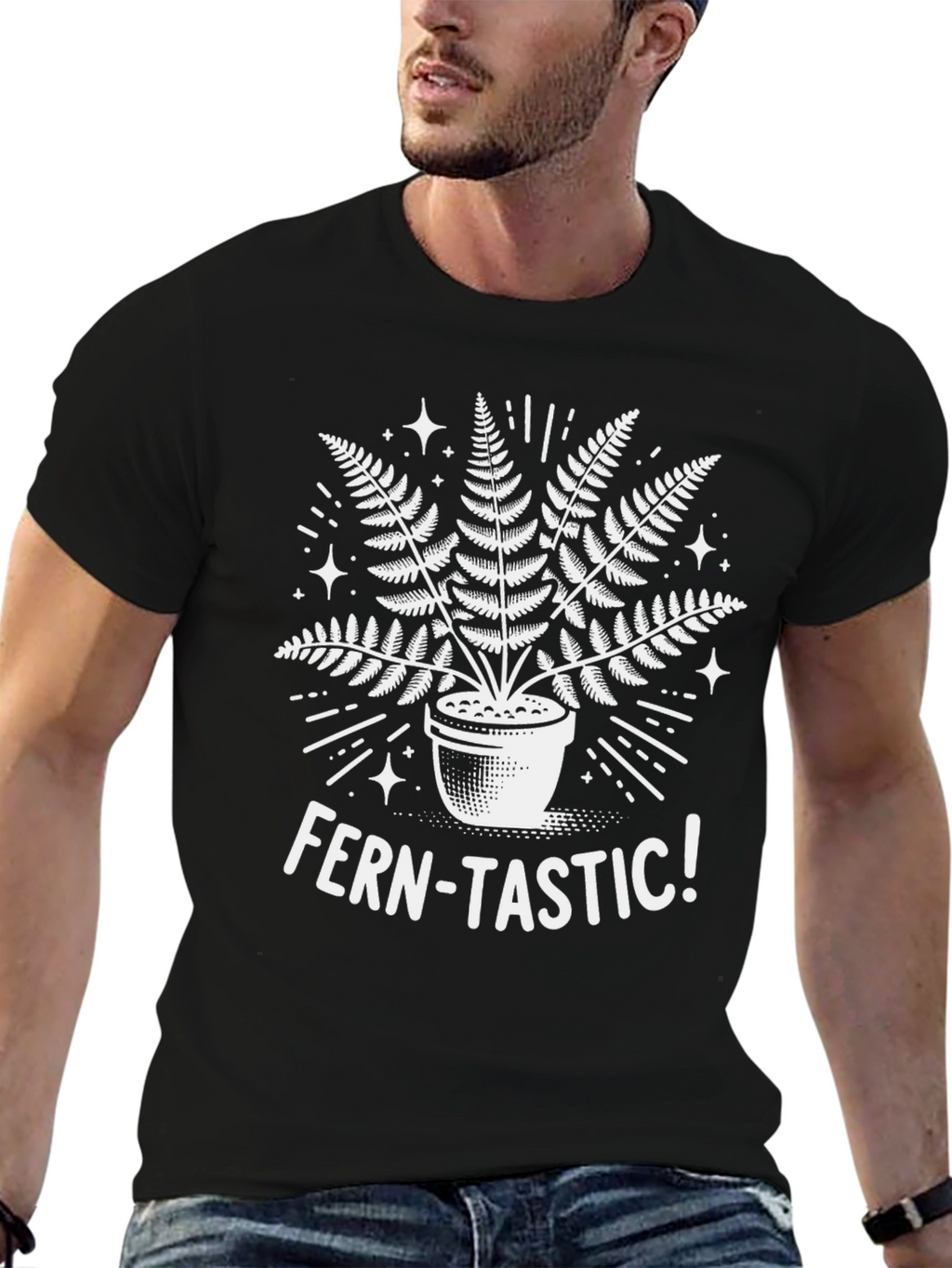 Fern-Tastic Graphic Tee - Black Cotton T-Shirt