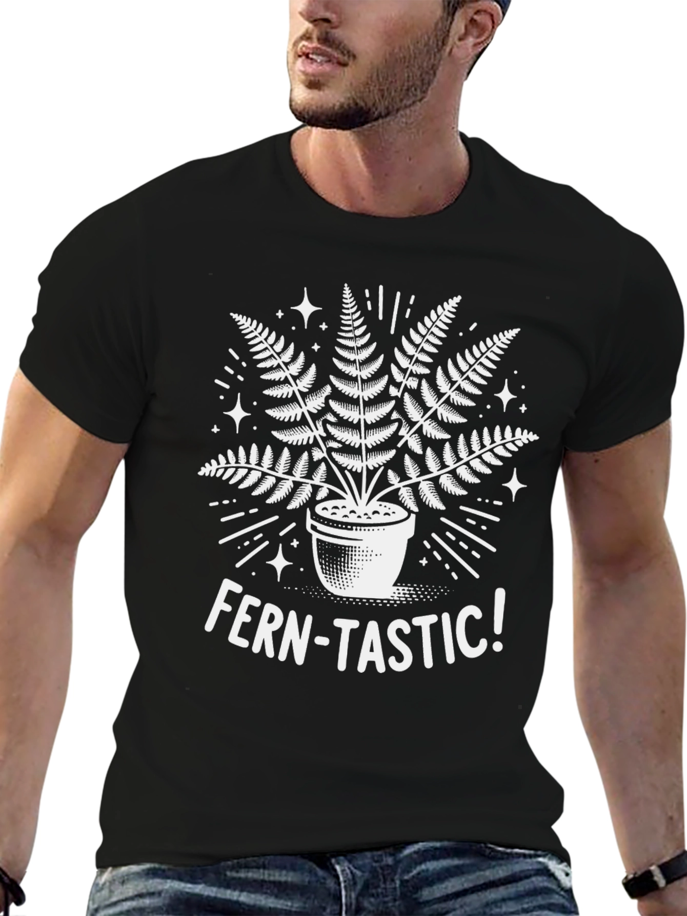 Fern-Tastic Graphic Tee - Black Cotton T-Shirt