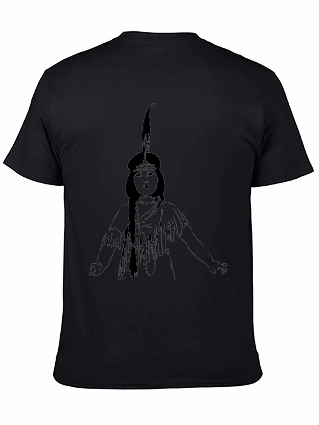 Native American Woman Graphic Black T-Shirt