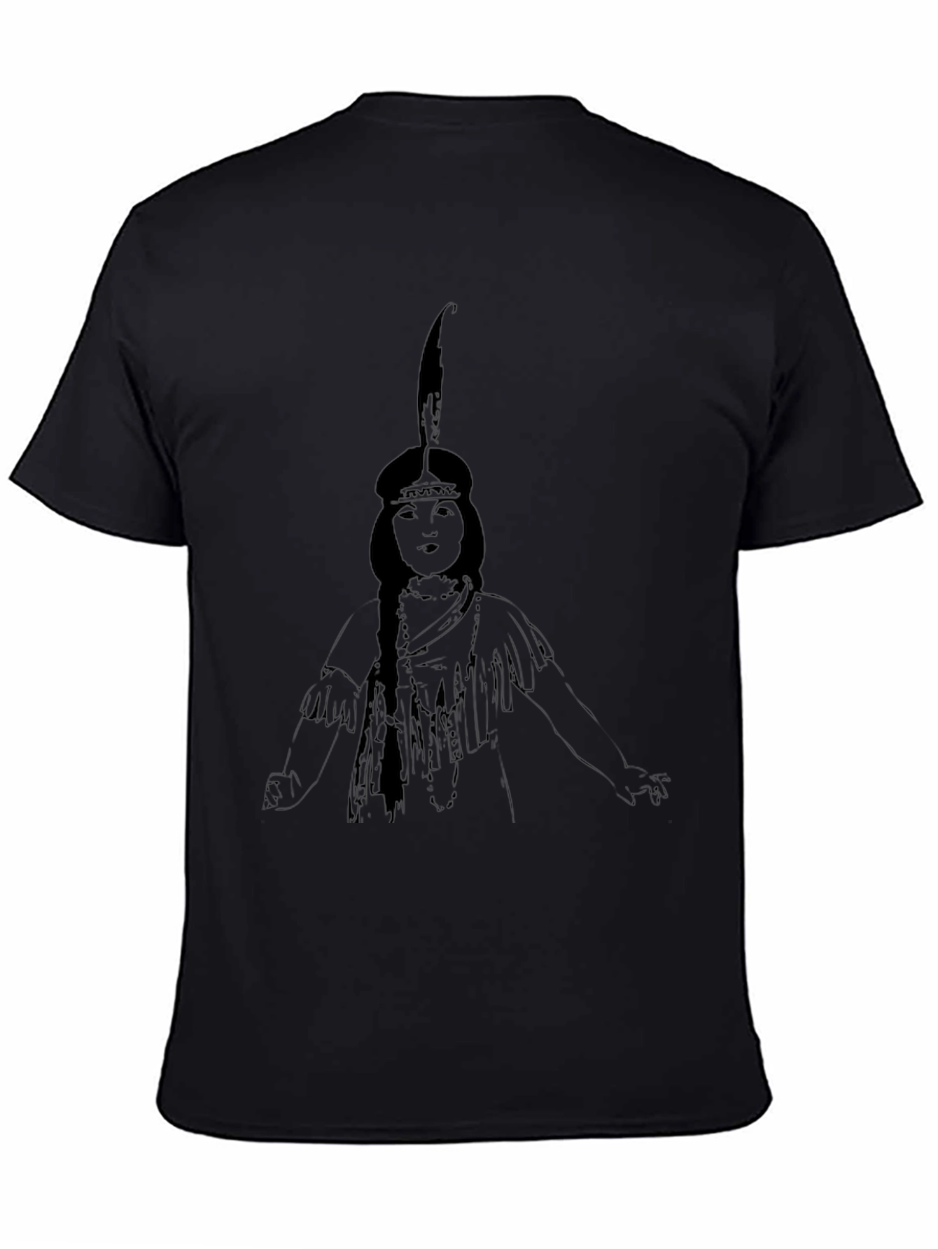 Native American Woman Graphic Black T-Shirt