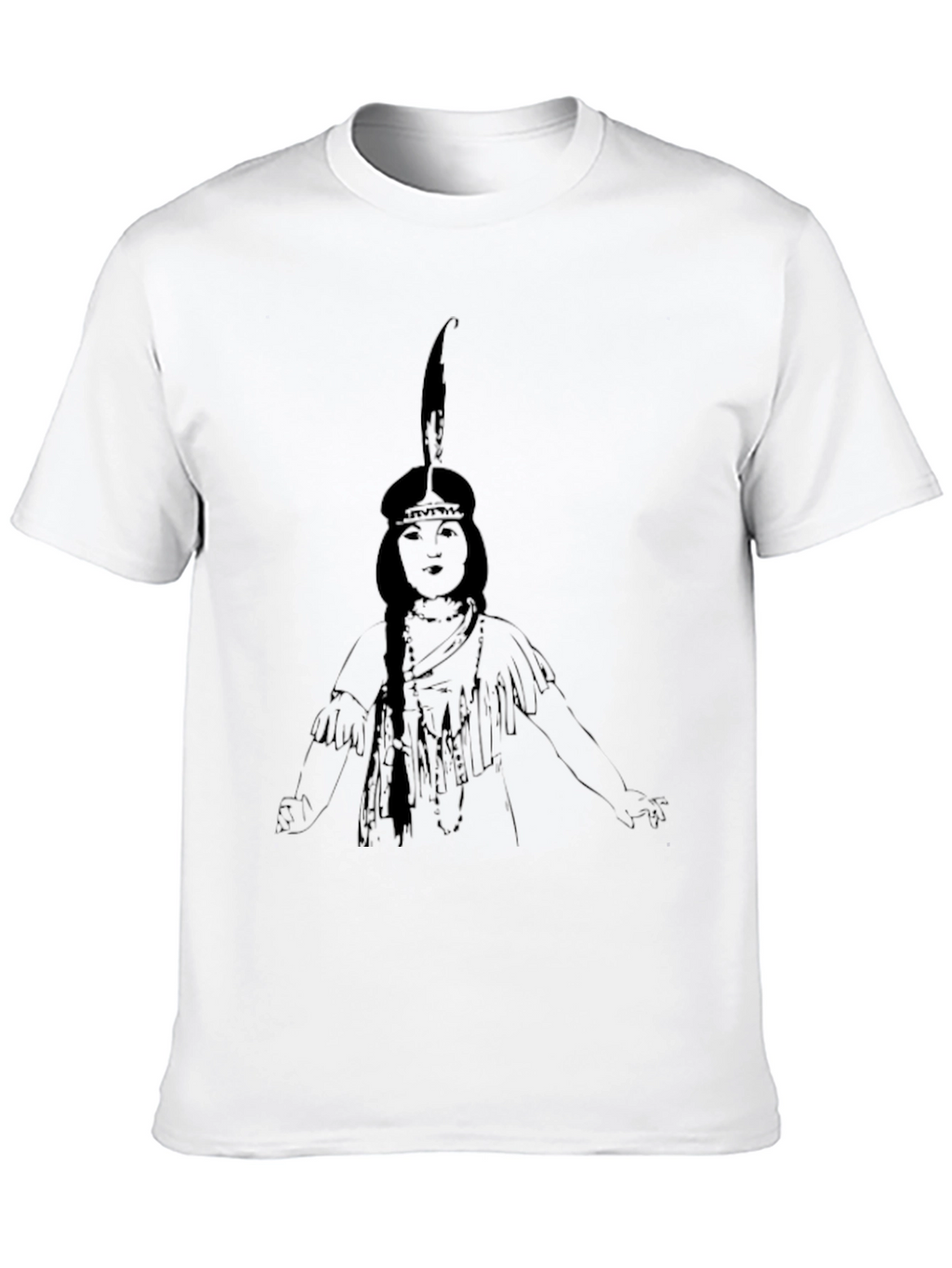 Native American Woman Graphic Black T-Shirt