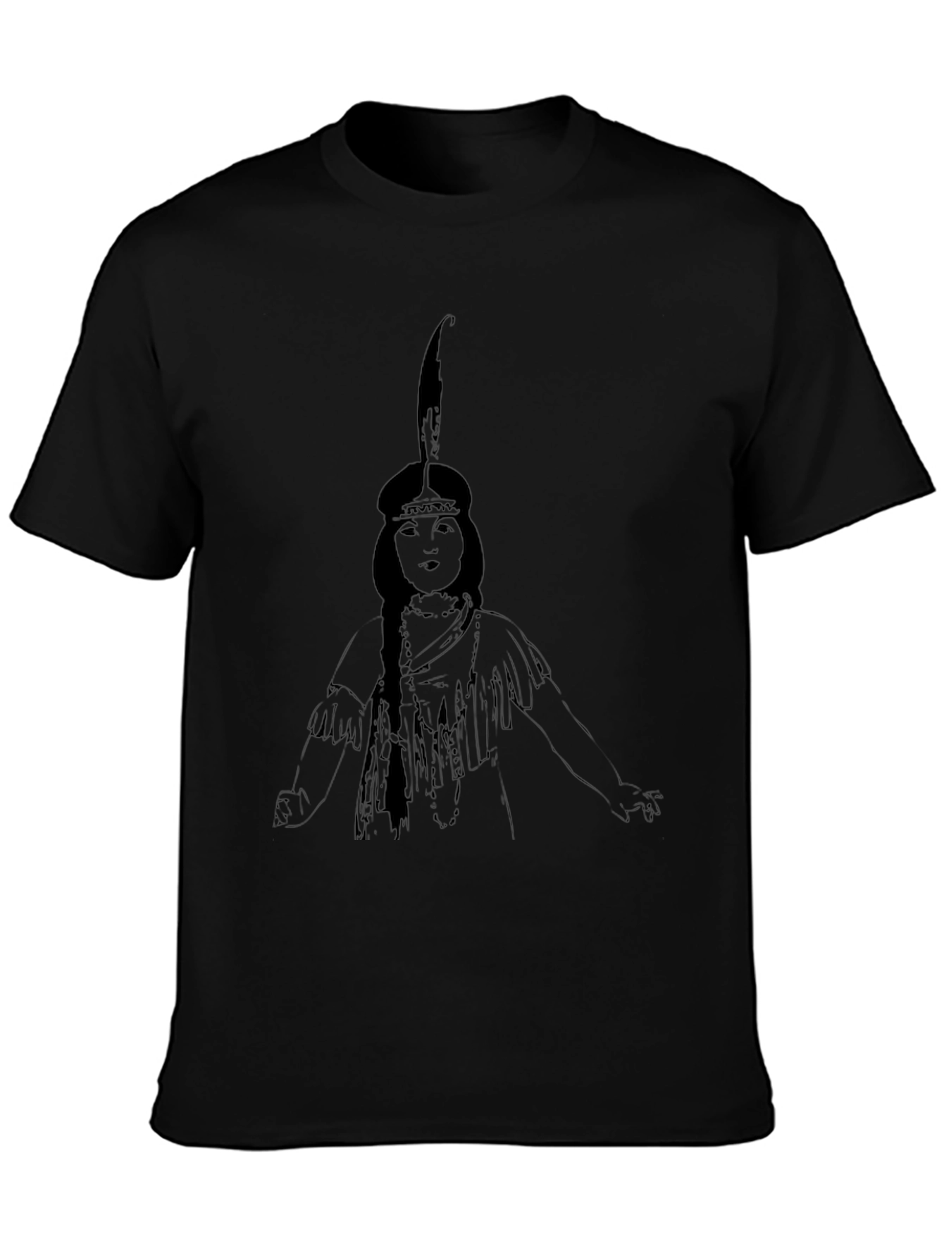 Native American Woman Graphic Black T-Shirt