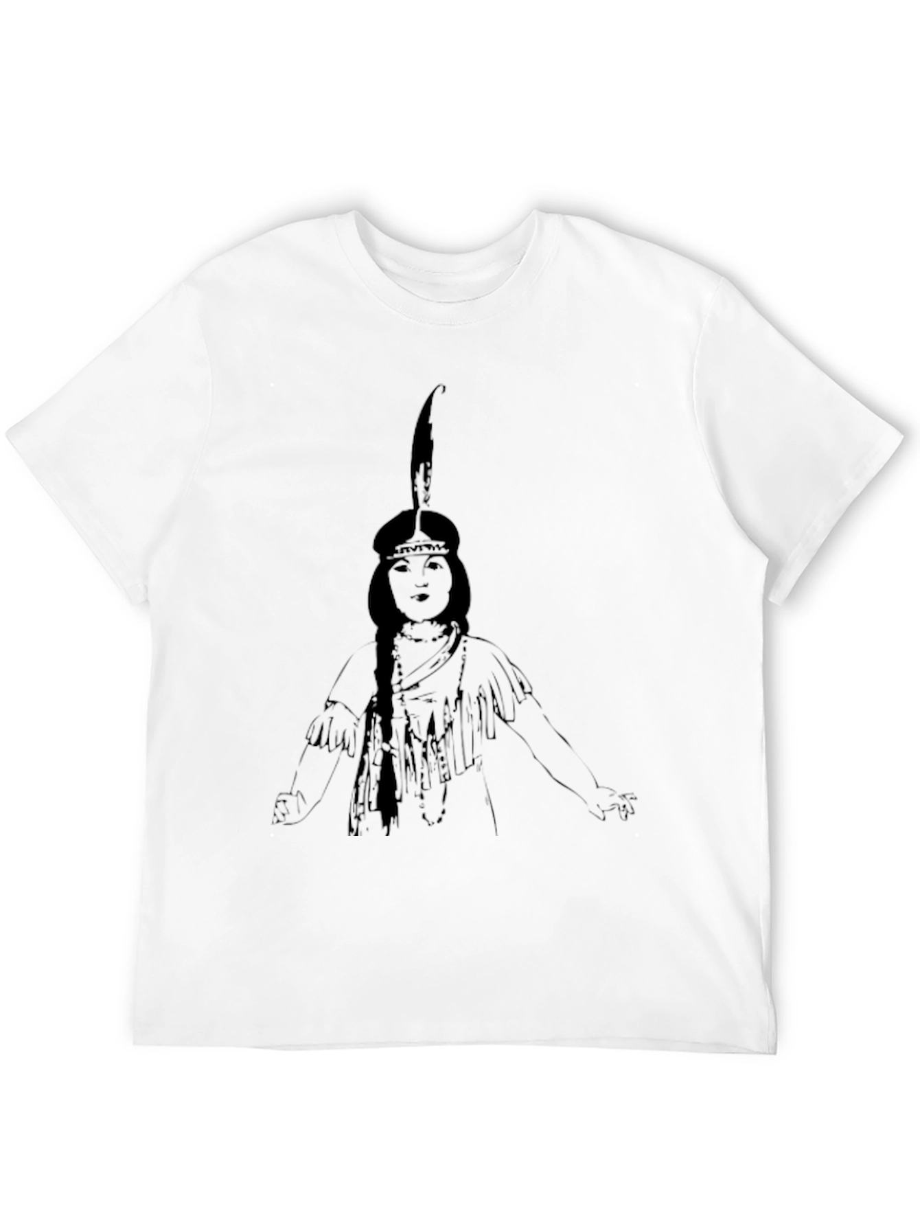 Native American Woman Graphic Black T-Shirt