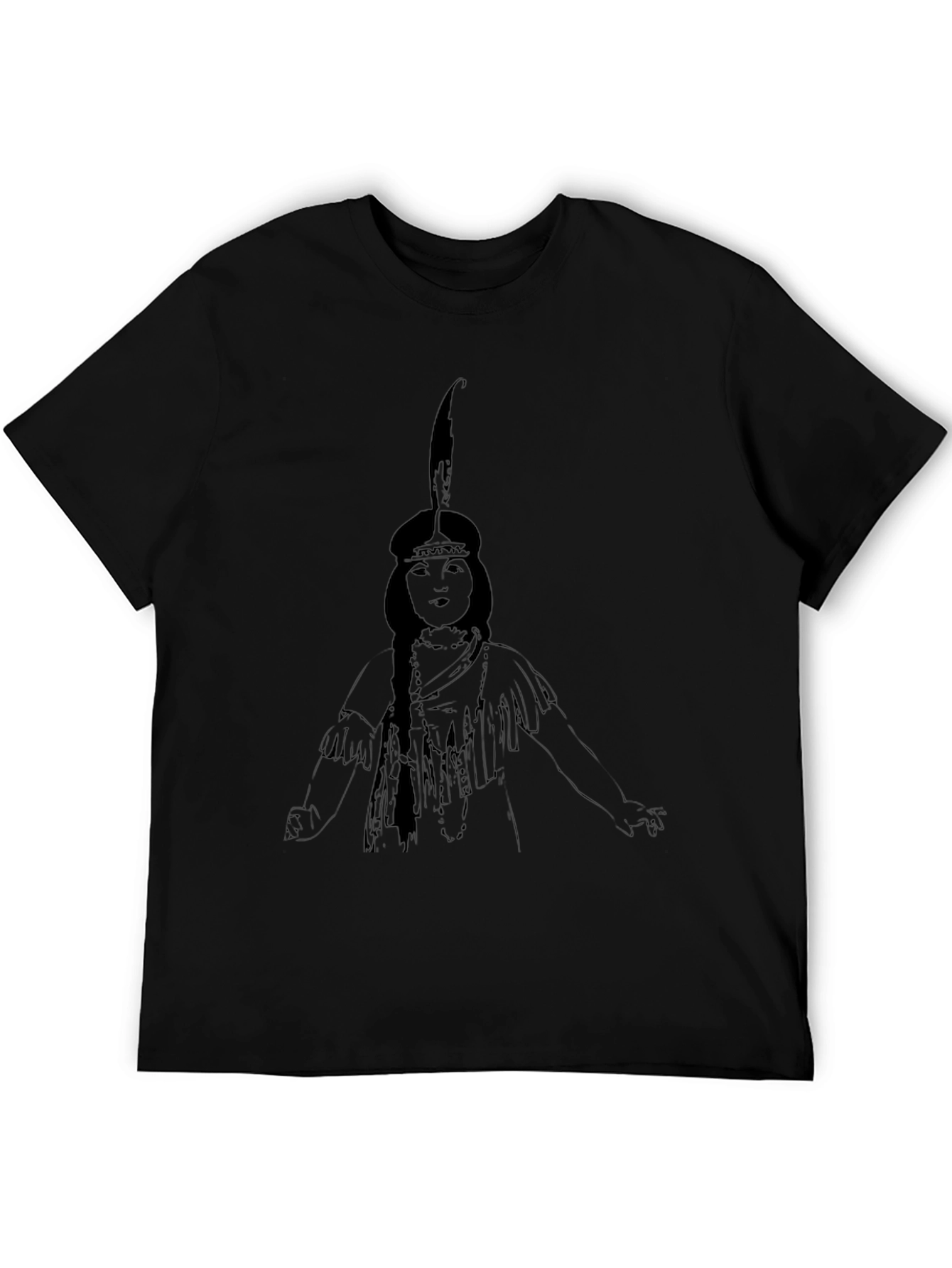Native American Woman Graphic Black T-Shirt