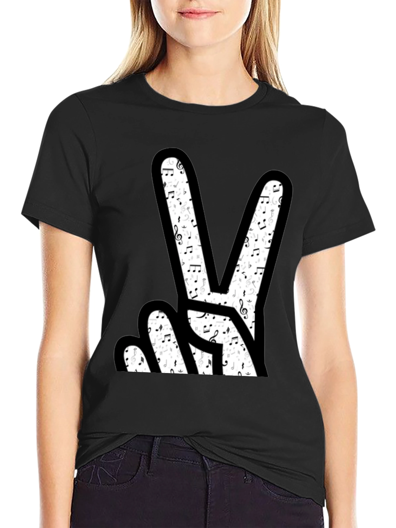 Musical Peace Sign Graphic T-Shirt
