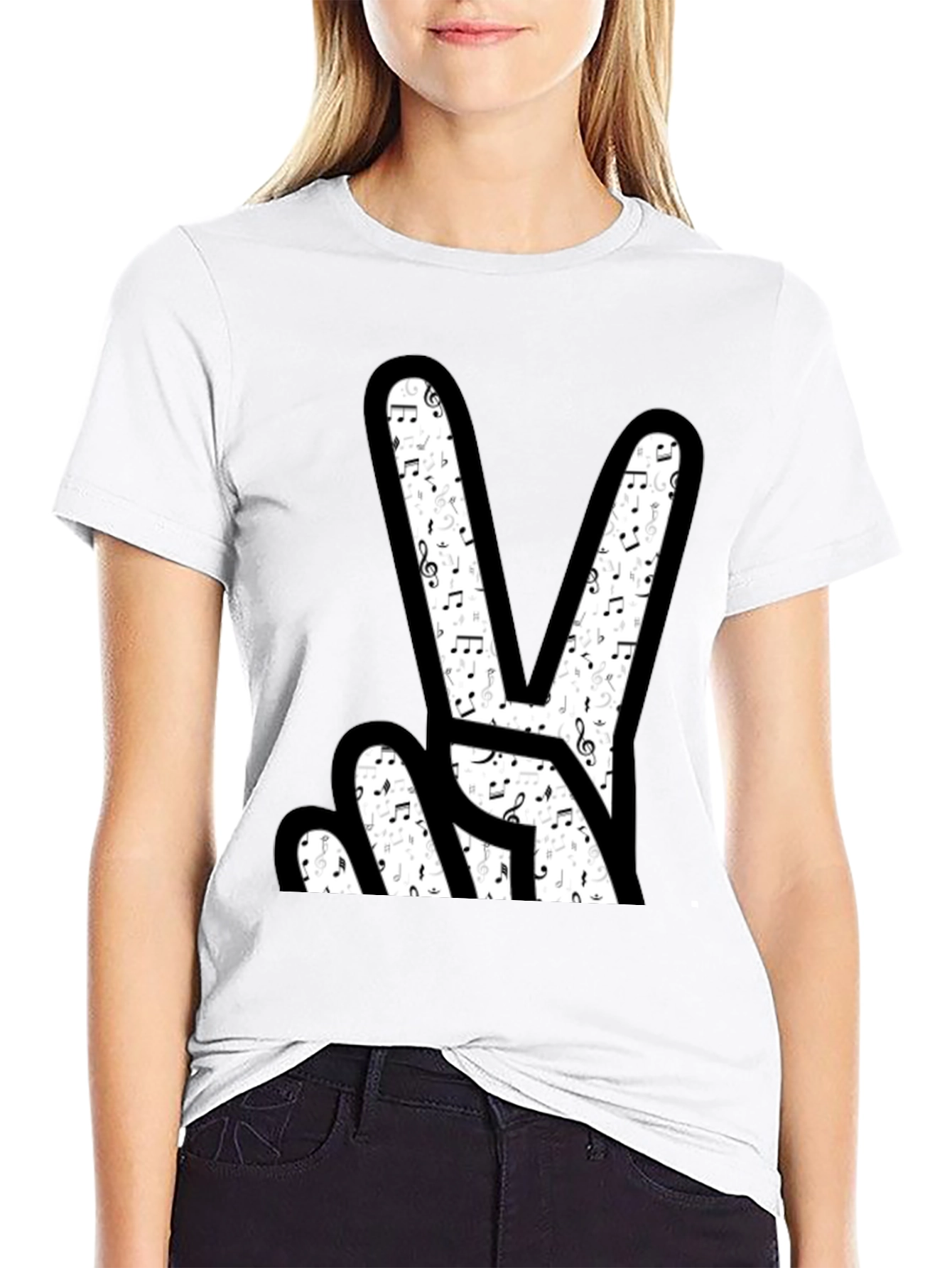 Musical Peace Sign Graphic T-Shirt