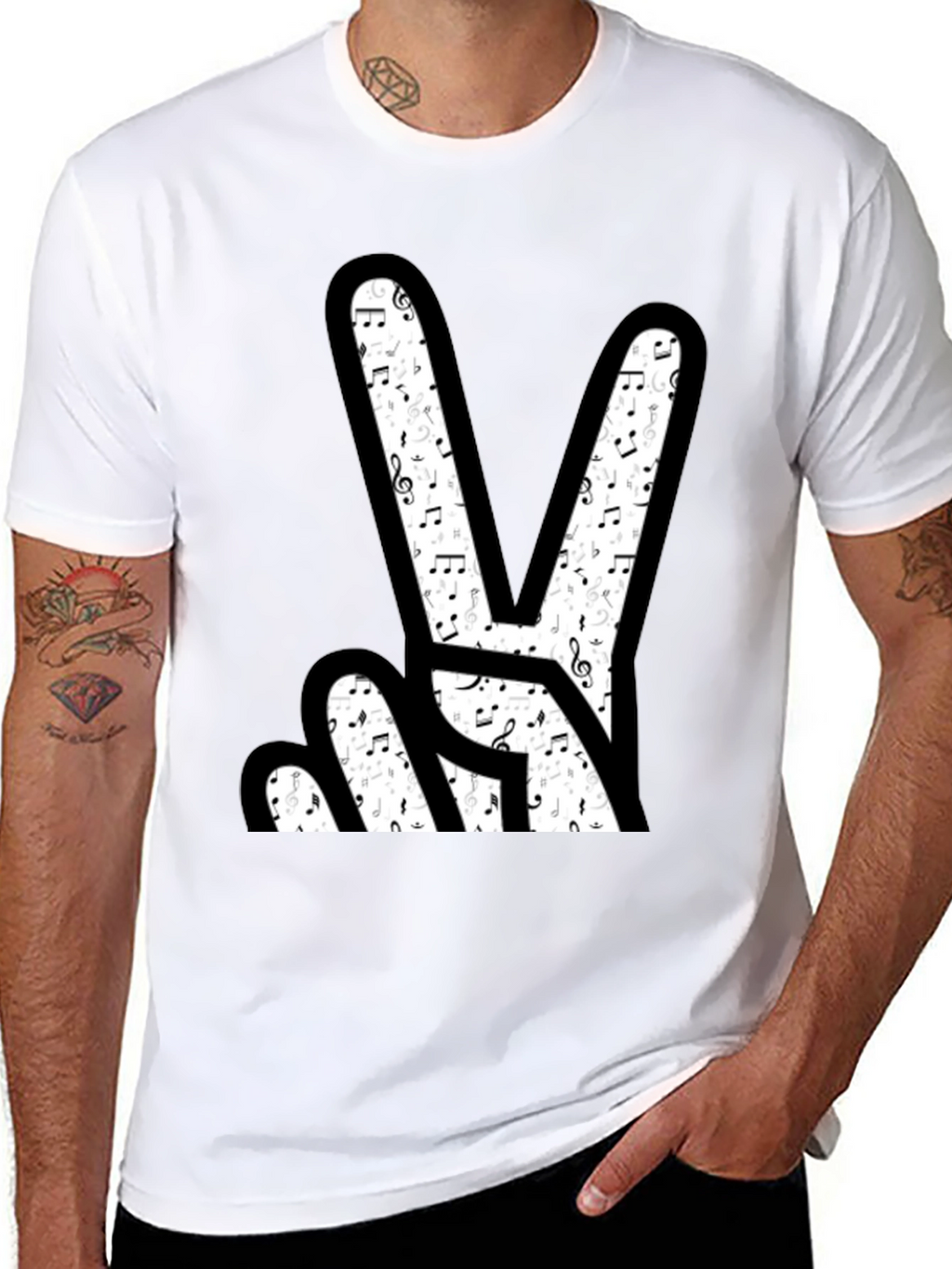Musical Peace Sign Graphic T-Shirt