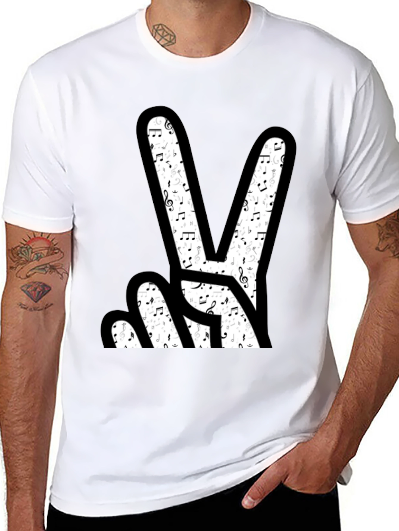 Musical Peace Sign Graphic T-Shirt
