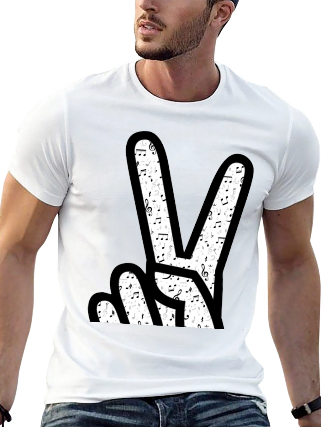 Musical Peace Sign Graphic T-Shirt