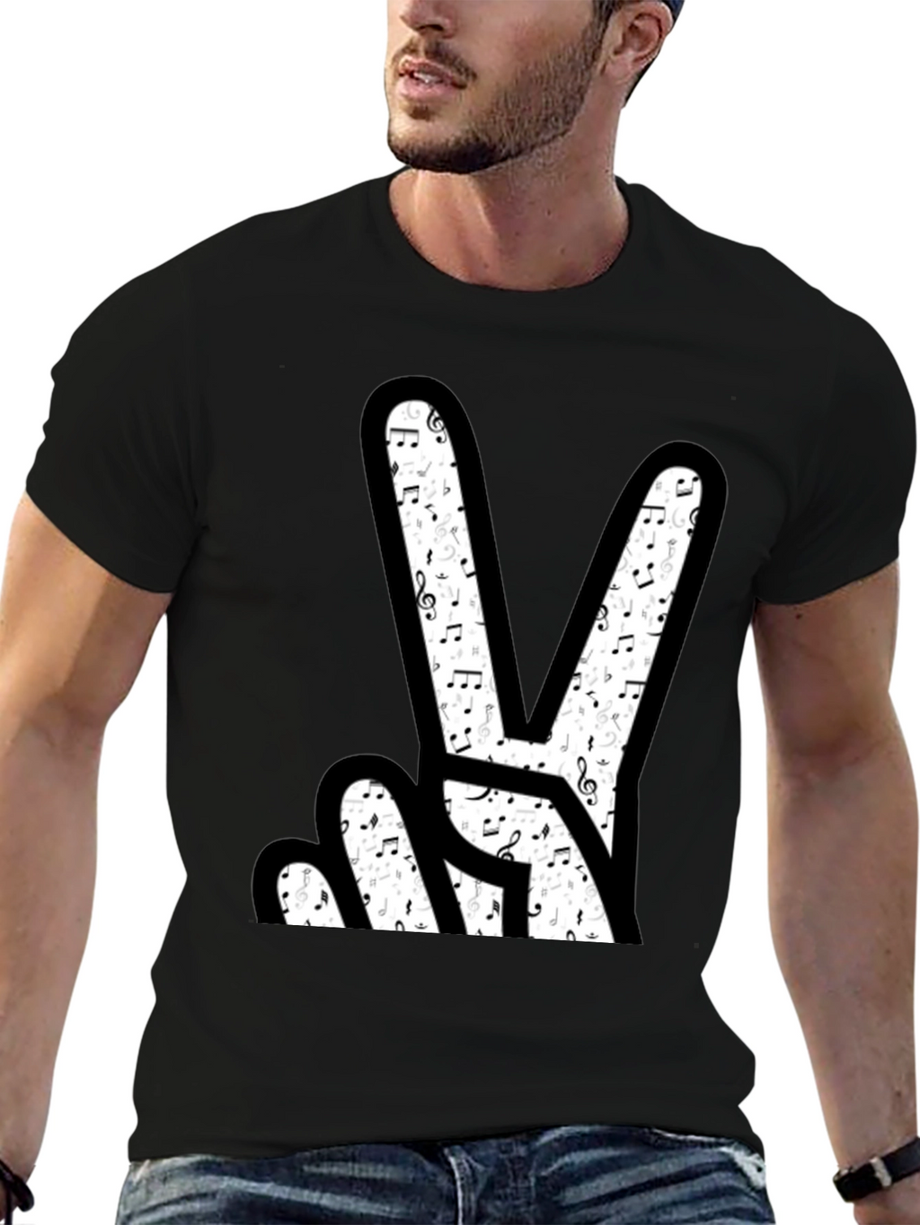 Musical Peace Sign Graphic T-Shirt