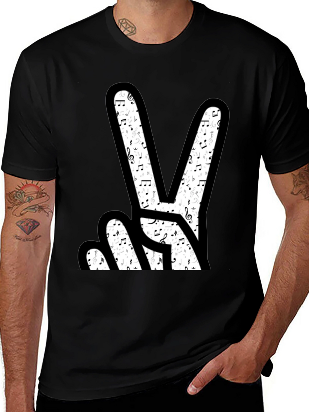 Musical Peace Sign Graphic T-Shirt