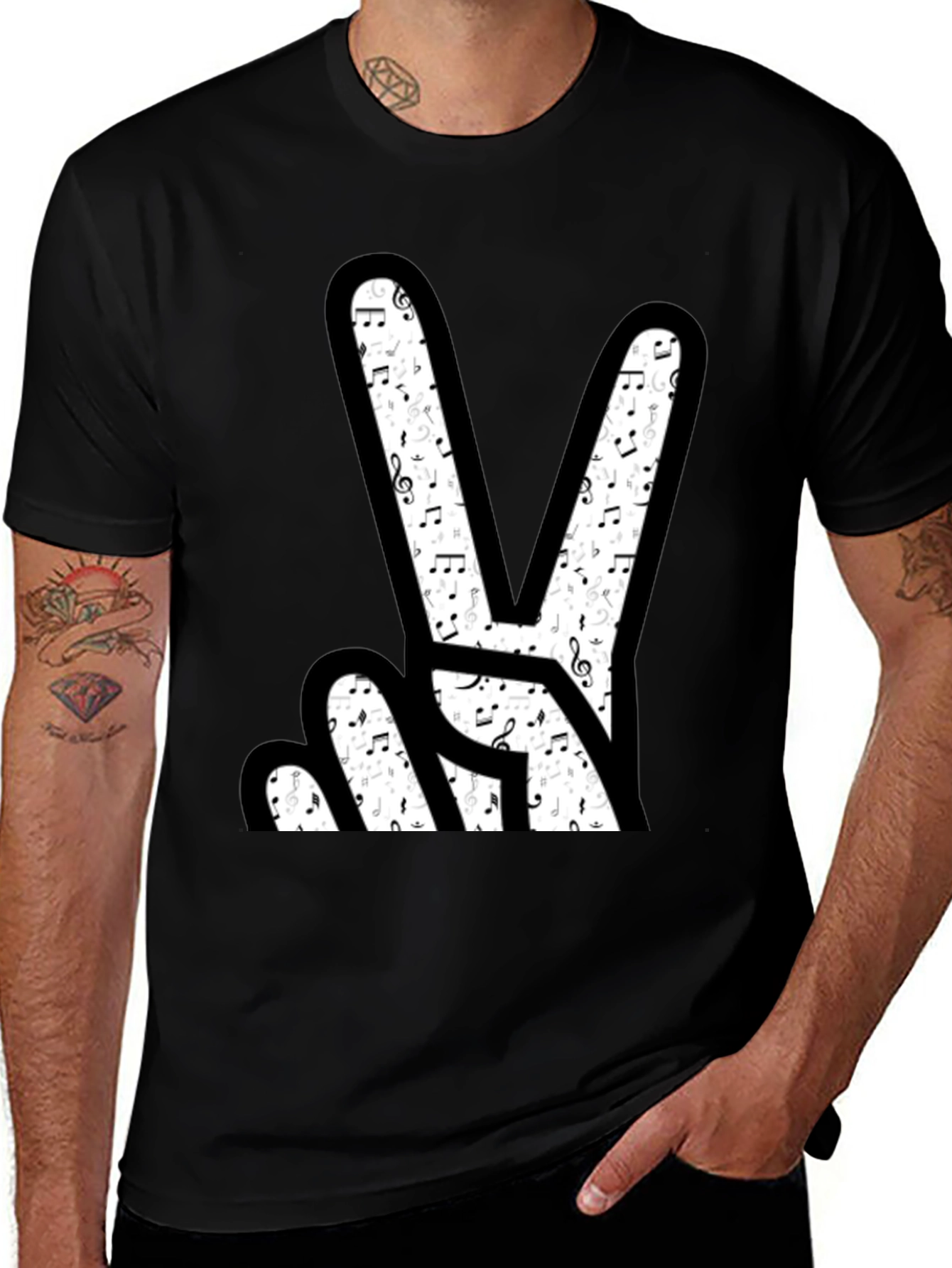 Musical Peace Sign Graphic T-Shirt
