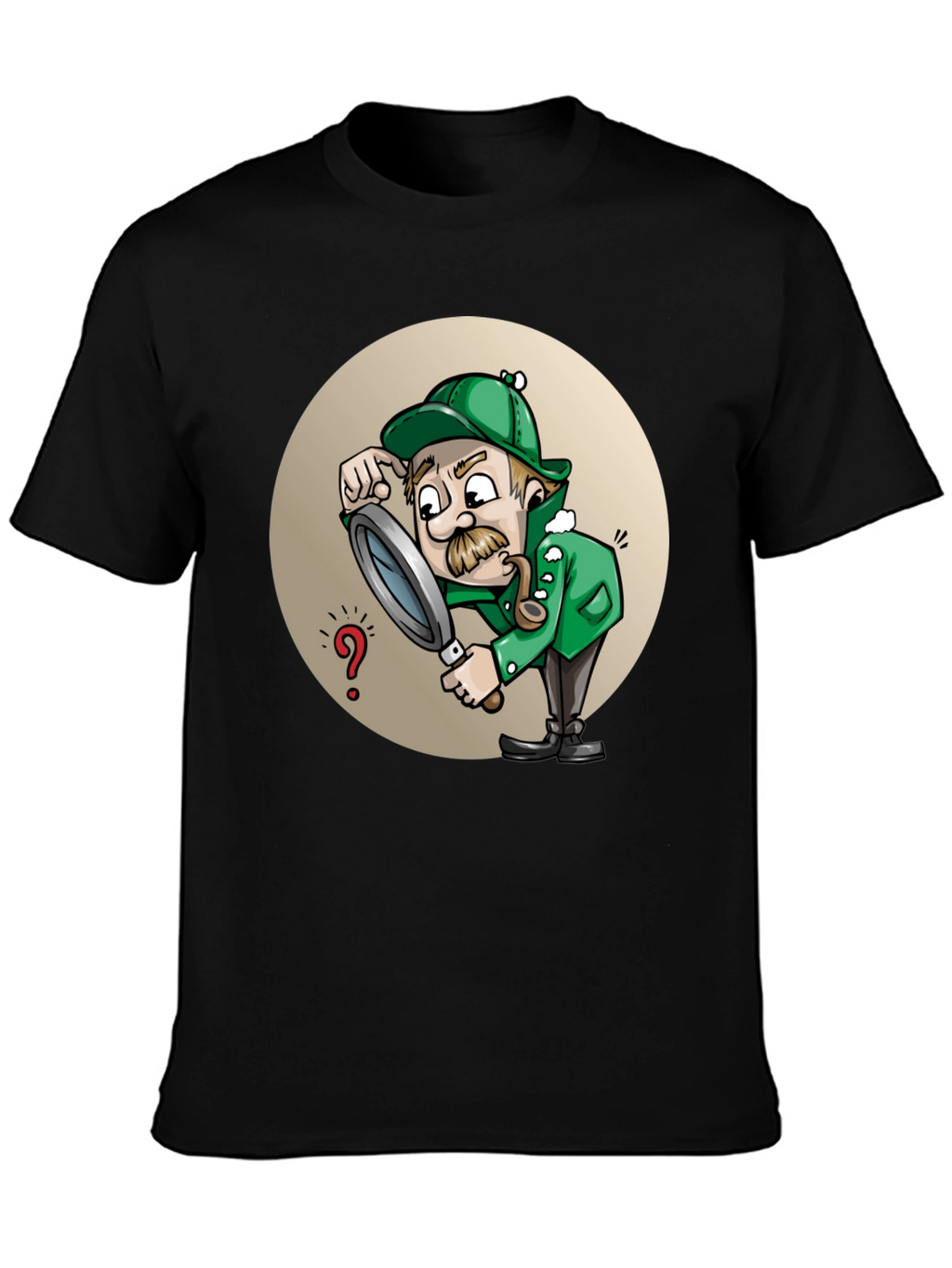 Cartoon Detective T-Shirt - Whimsical Sleuth Design