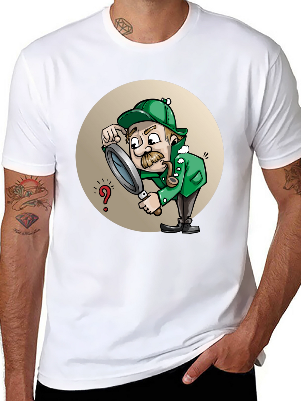 Cartoon Detective T-Shirt - Whimsical Sleuth Design