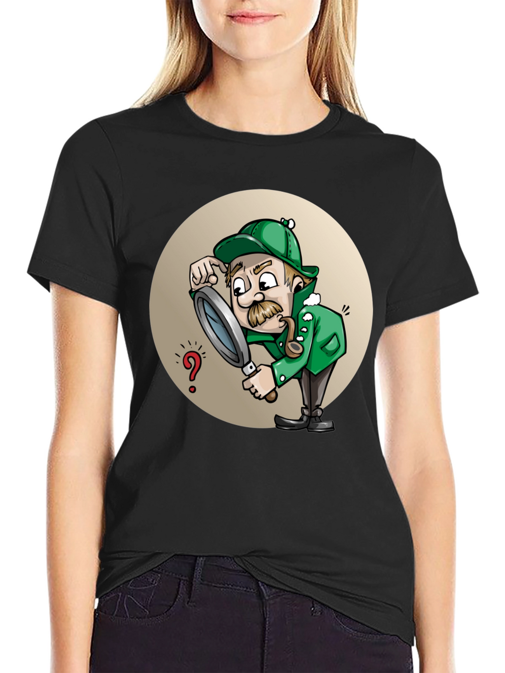 Cartoon Detective T-Shirt - Whimsical Sleuth Design