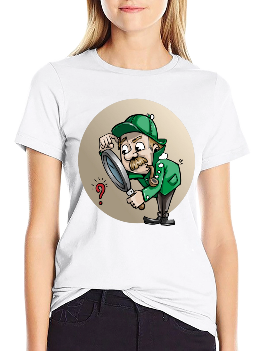 Cartoon Detective T-Shirt - Whimsical Sleuth Design