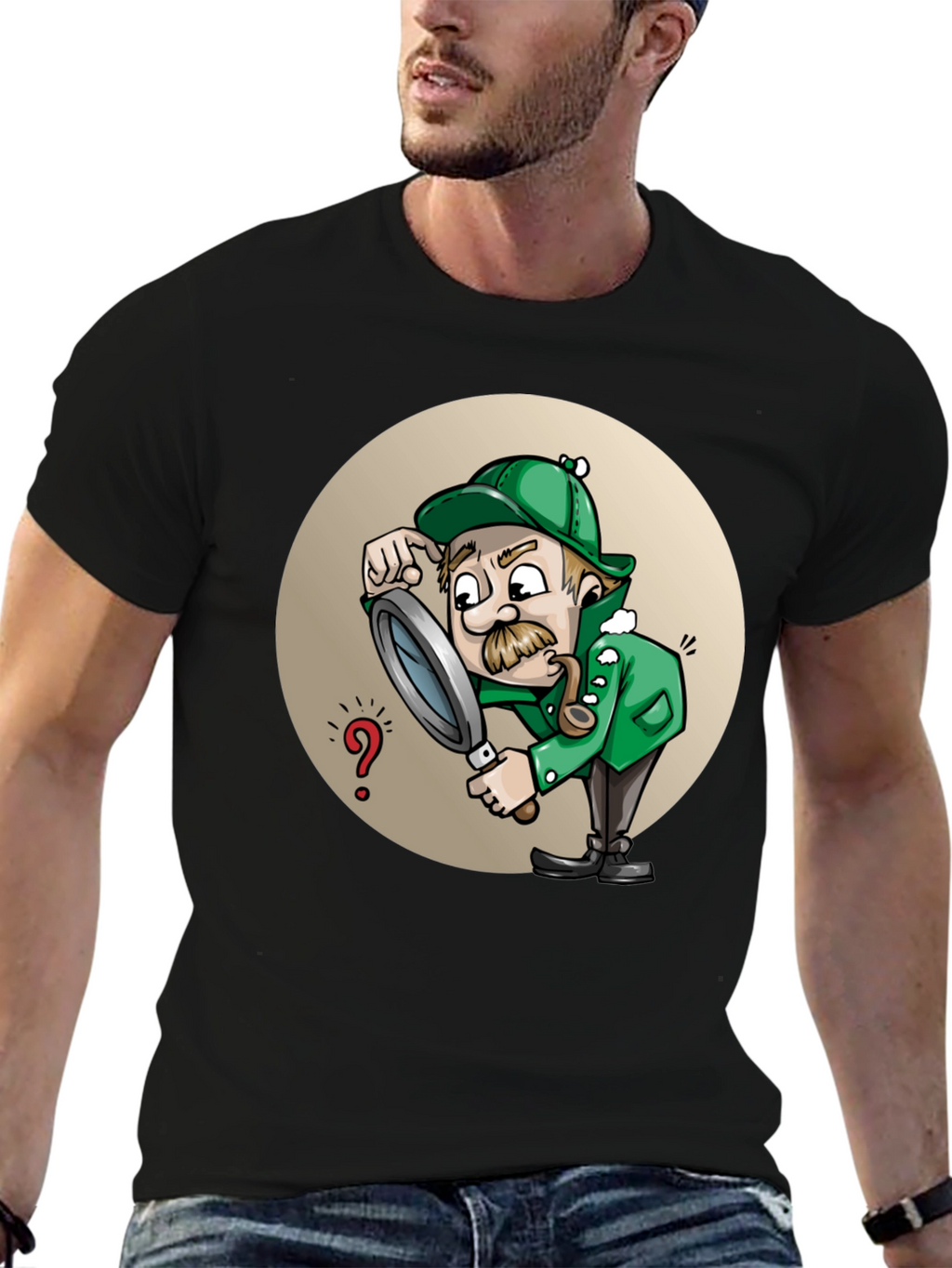 Cartoon Detective T-Shirt - Whimsical Sleuth Design