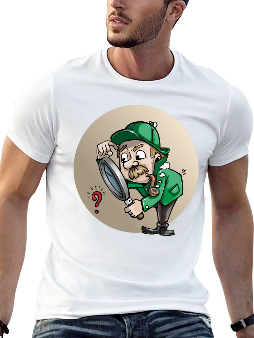 Cartoon Detective T-Shirt - Whimsical Sleuth Design