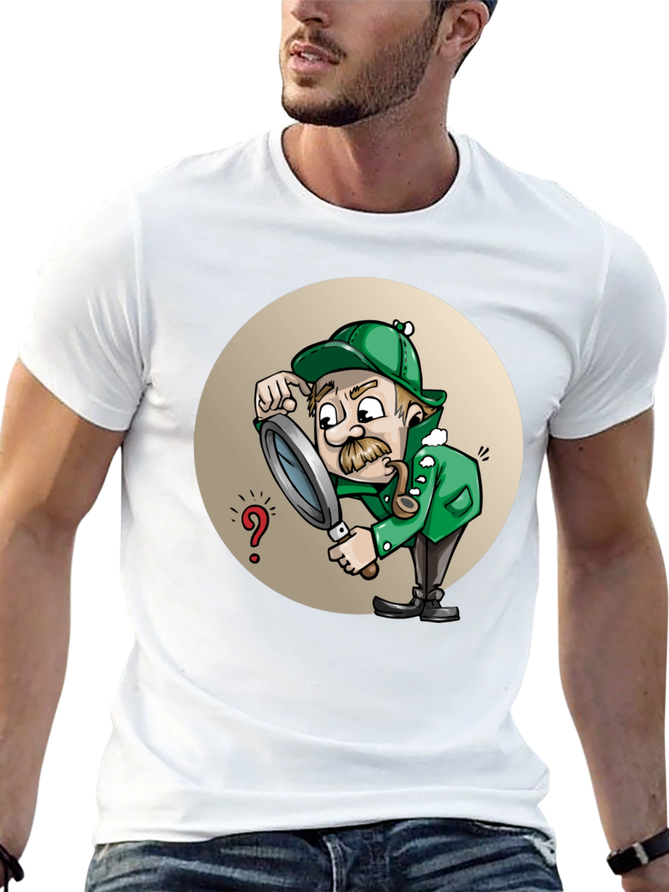 Cartoon Detective T-Shirt - Whimsical Sleuth Design