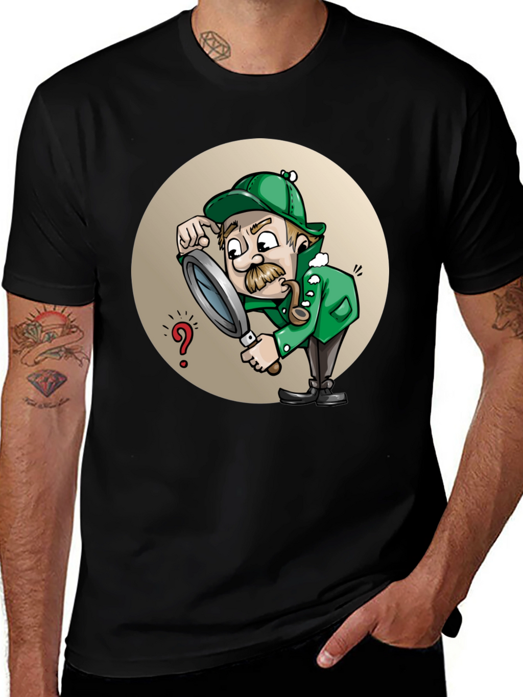 Cartoon Detective T-Shirt - Whimsical Sleuth Design