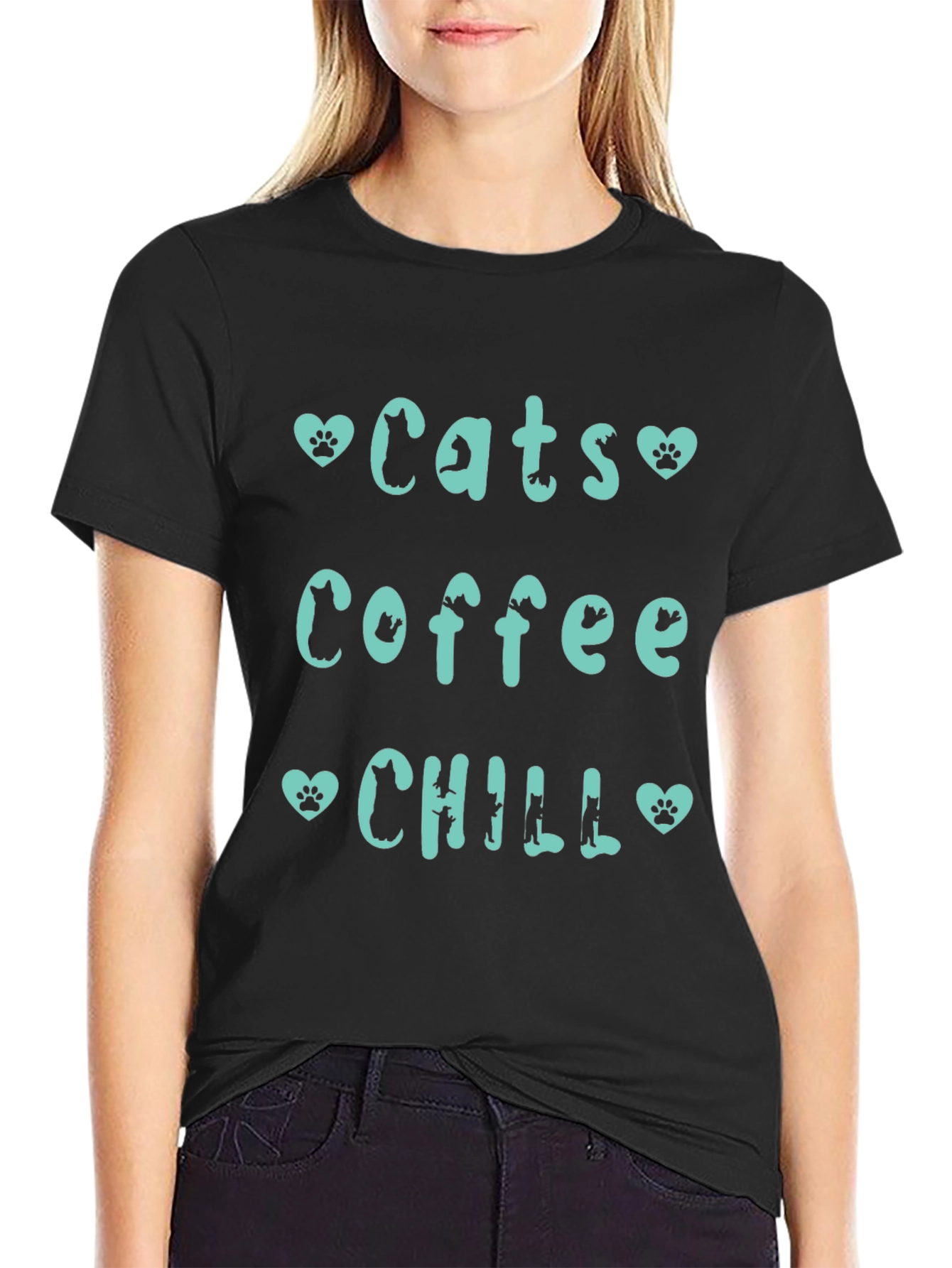 Cats Coffee Chill Tee - Relaxed Graphic T-Shirt