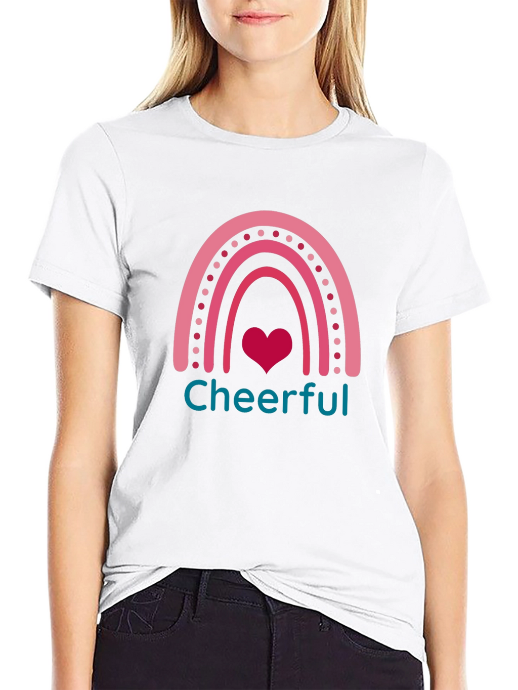 Cheerful Rainbow Heart Graphic T-Shirt