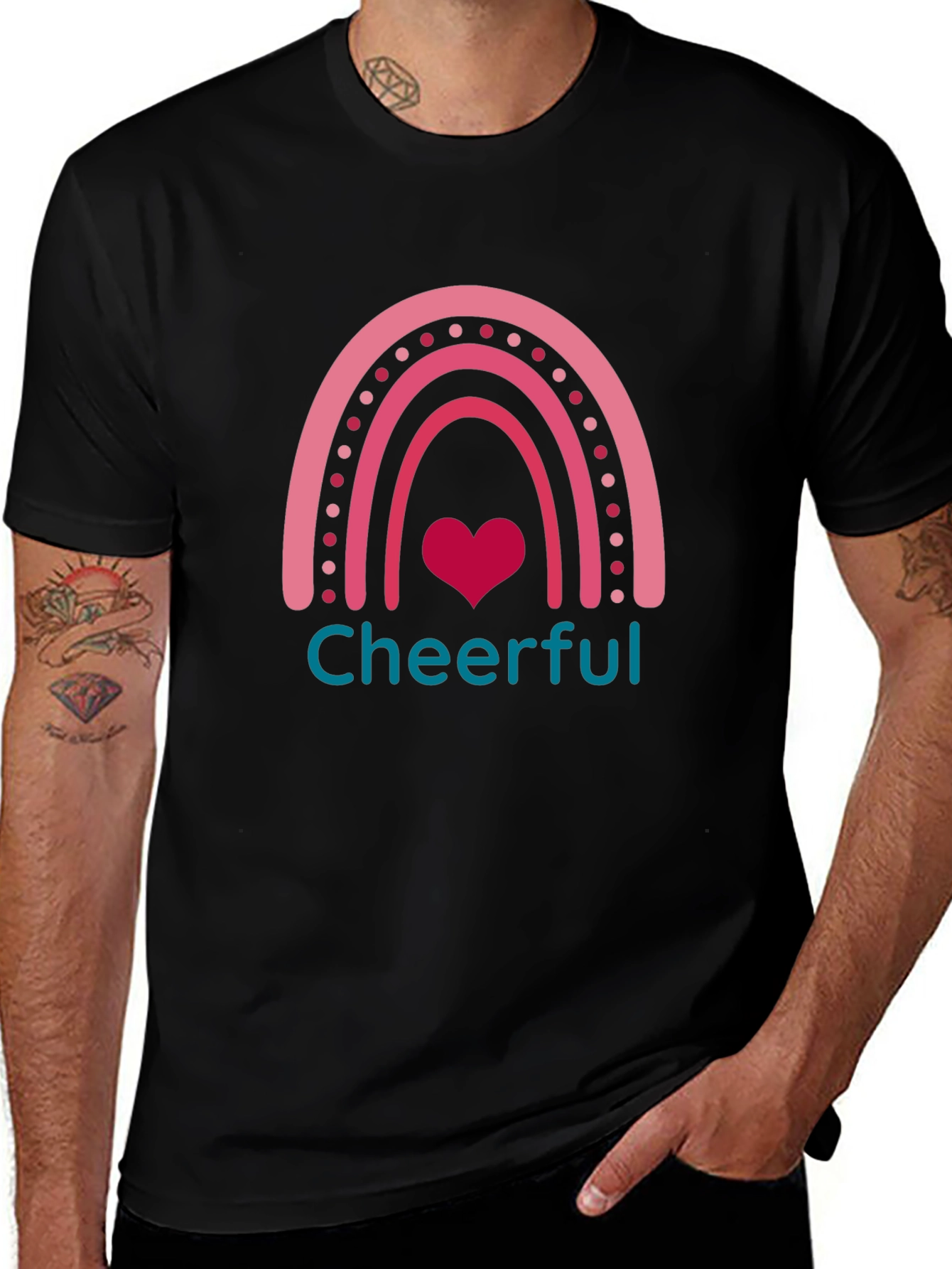 Cheerful Rainbow Heart Graphic T-Shirt
