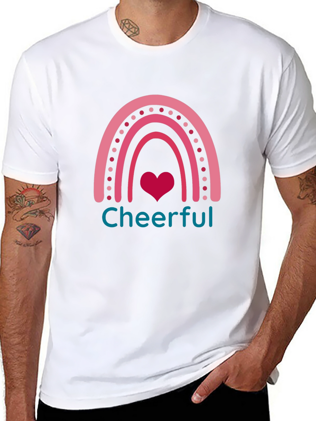 Cheerful Rainbow Heart Graphic T-Shirt