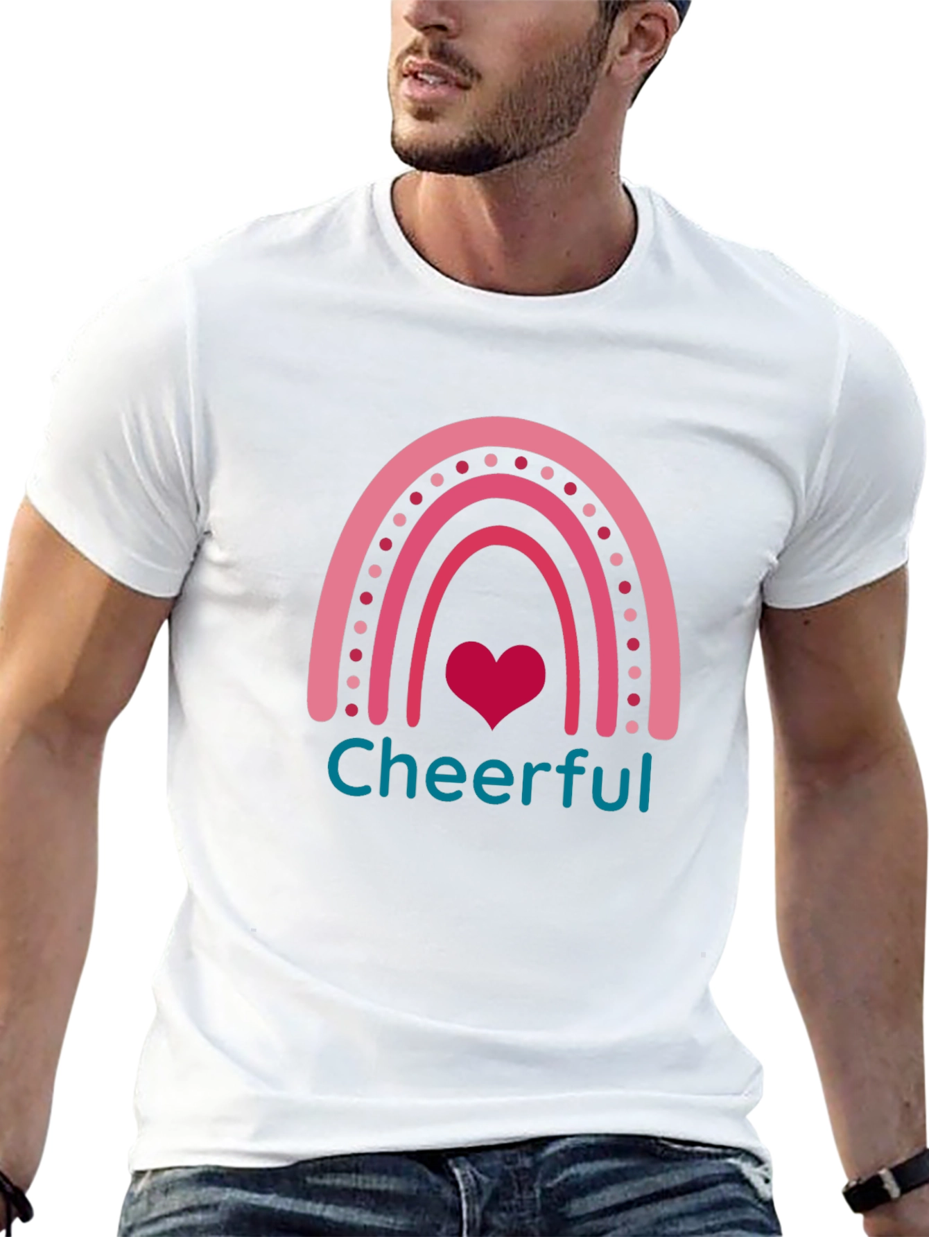 Cheerful Rainbow Heart Graphic T-Shirt