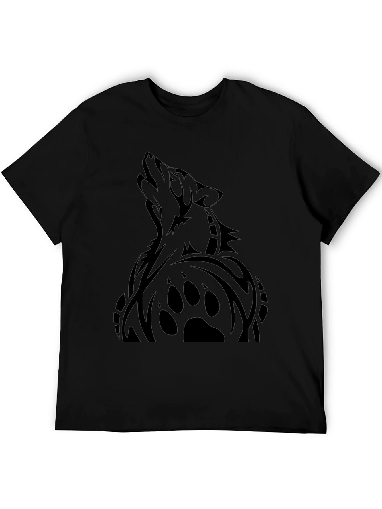Mens Black Wolf Graphic T-Shirt