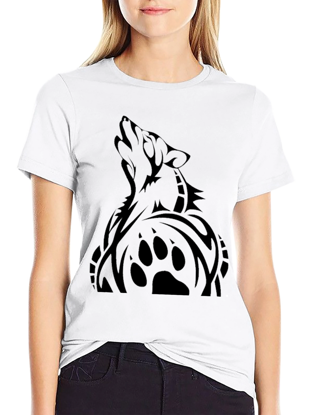 Mens Black Wolf Graphic T-Shirt
