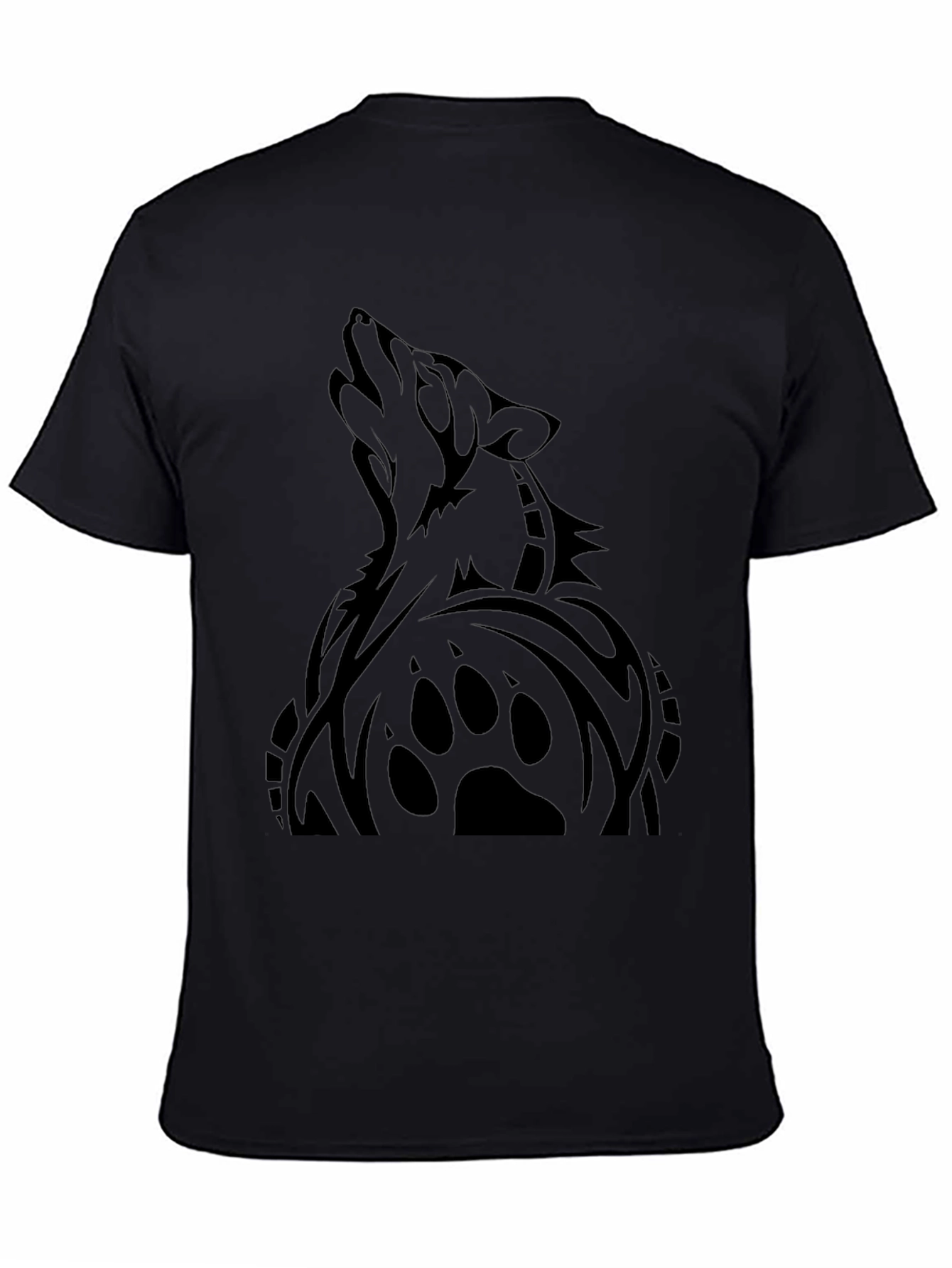 Mens Black Wolf Graphic T-Shirt