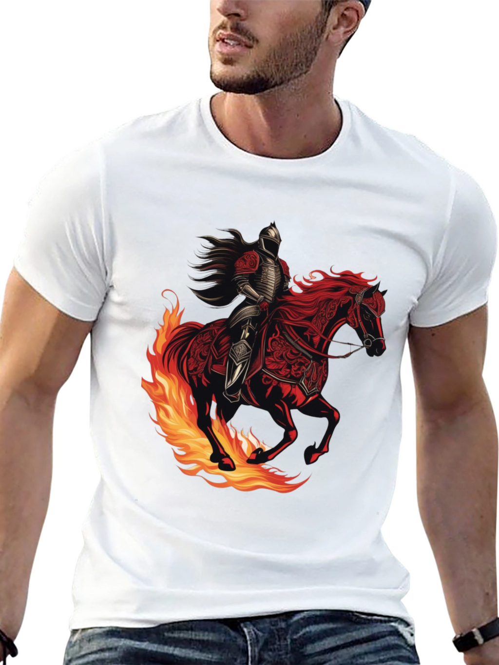 Fiery Knight Graphic Tee - Black