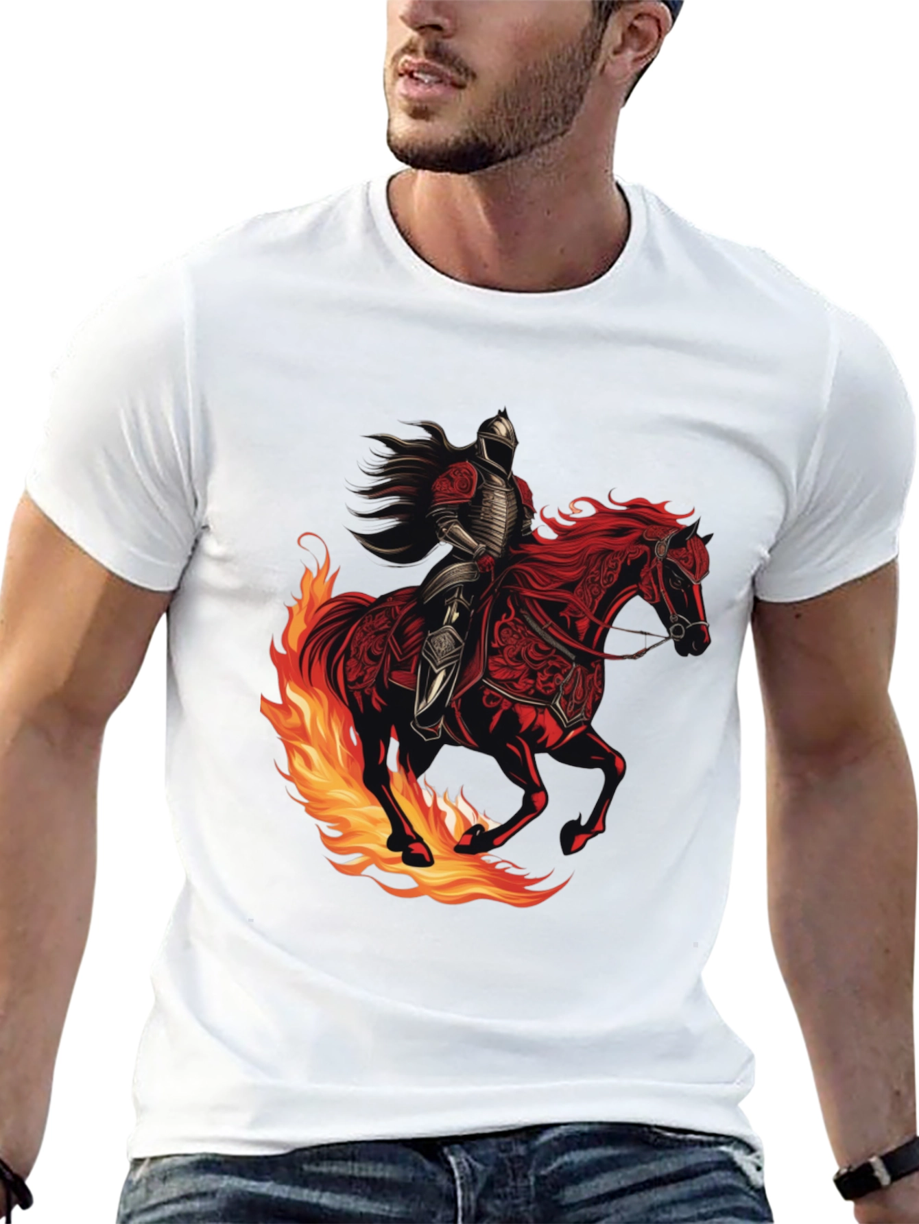 Fiery Knight Graphic Tee - Black