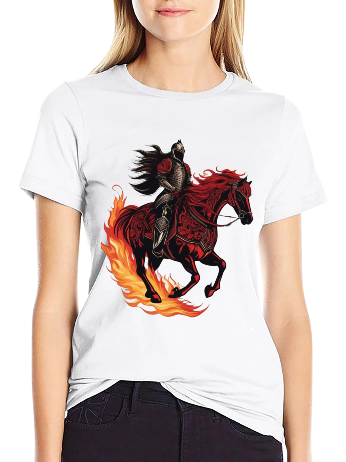 Fiery Knight Graphic Tee - Black