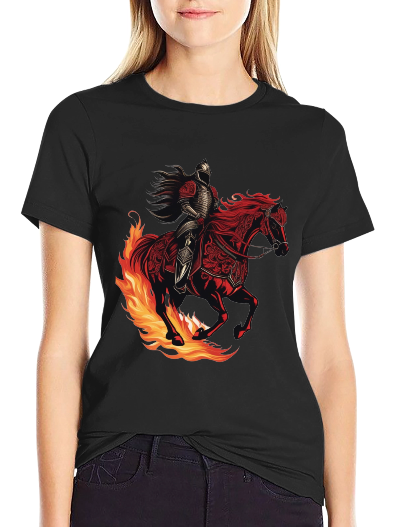 Fiery Knight Graphic Tee - Black