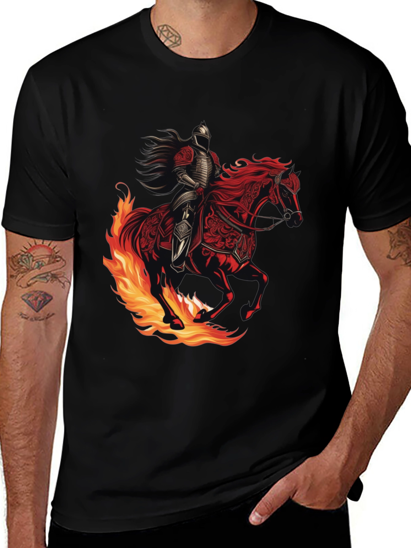 Fiery Knight Graphic Tee - Black