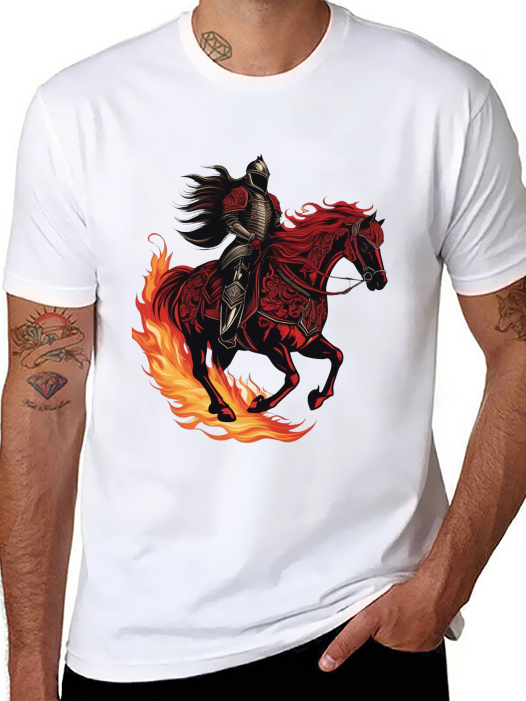 Fiery Knight Graphic Tee - Black