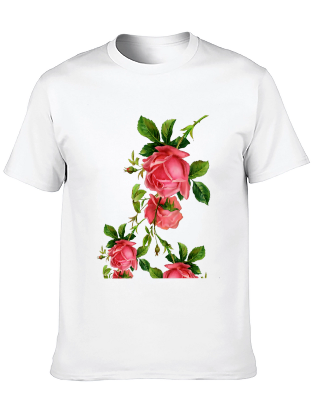 Floral Rose Print Black T-Shirt