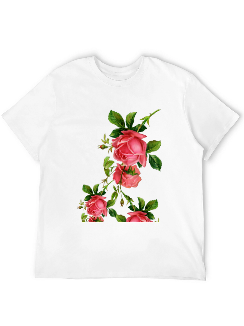 Floral Rose Print Black T-Shirt